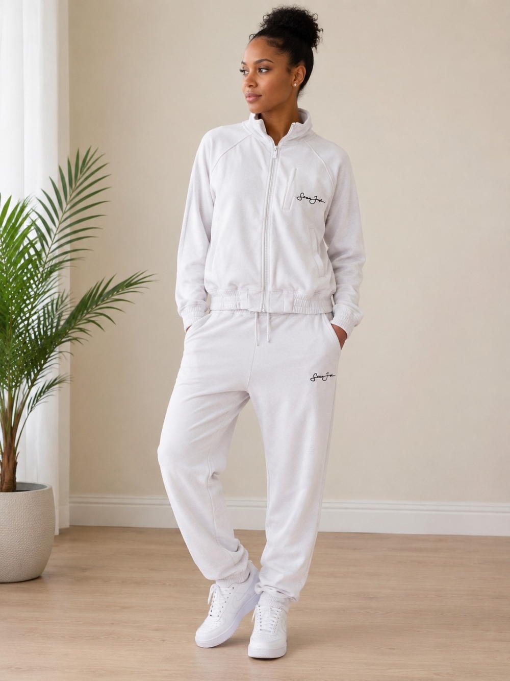 Sean John Off-White Track Jogger Set